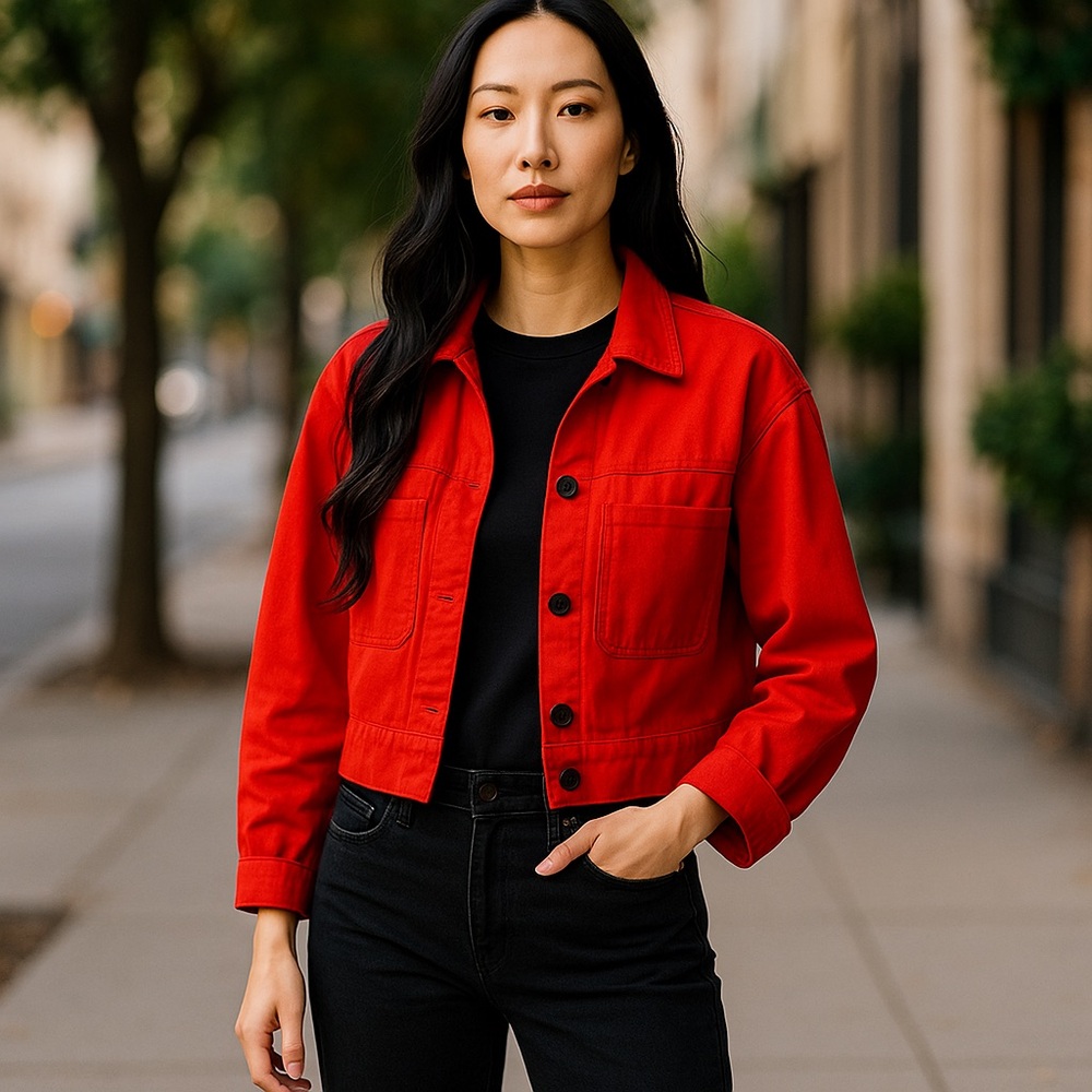 Primark Red Cropped Jacket size XS